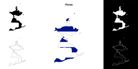 Poros blank outline map set