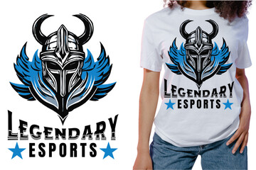 Legendary Esporta T-Shirt Design Featuring a Viking Helmet.