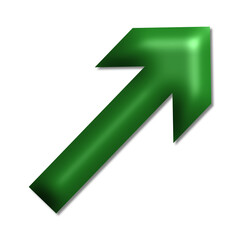 Illustration green arrow 3D as png with shadow and transparent background