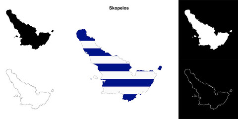 Skopelos blank outline map set