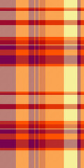 Ethnic vector check pattern, twill texture fabric plaid. Curved textile background tartan seamless in yellow and bright colors.