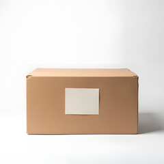 Delivery Box: A blank delivery box made of cardboard, symbolizing the arrival of new merchandise and packages, set against a minimalist backdrop.