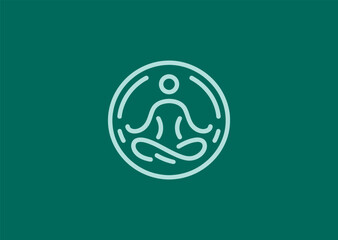 Simple yoga line logo with peaceful balance