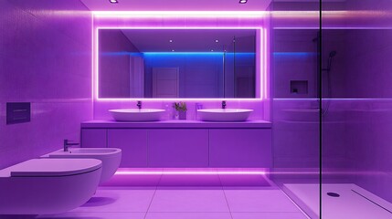 Ultraviolet Bathroom Design: Modern Purple Lavatory with LED Lighting