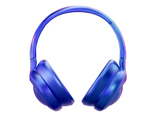 3D blue neon or holographic headphones icon. Stock vector illustration on isolated background.