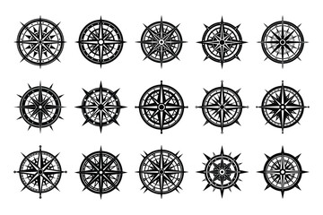 An illustration featuring a black compass silhouette set against a clean white background showing a compass rose with detailed directional points.  © Creative Shayful GFX