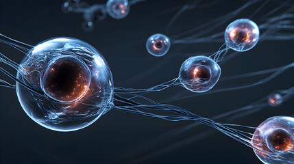 Dynamic cellular structure displaying interconnected biological network