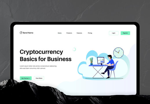 Crypto Website Hero Header UI with Illustration