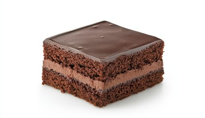 Obraz premium Delicious Chocolate Cake Slice with Smooth Glossy Frosting