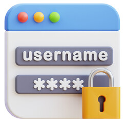 login security 3d graphic illustration
