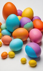 Colorful Candy Eggs in Festive Top View Composition.