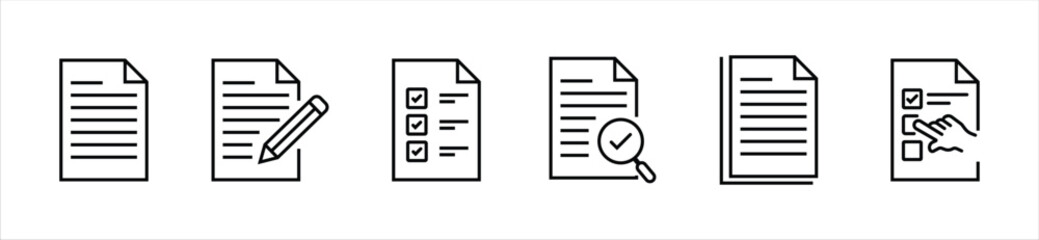 Paper documents icons. Line symbol. File icon. Folded written paper. Line icon - stock vector.