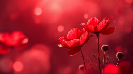 Close up image of anemone flower blooming in meadow