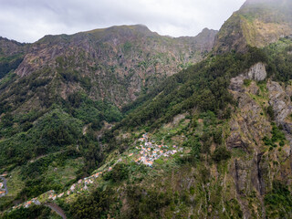 Aerial view of Valley of the Nuns - Curral das Freiras, Madeira Island, Portugal