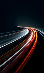 Abstract motion blur rendering of curving lights on a dark backdrop