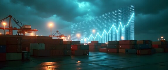 Geopolitical trade war impact: Tariffs disrupt global exports, affecting economy and inflation. Global Container Exports with Economic Disruption Graph Visualization