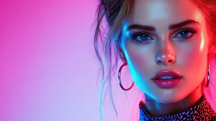 Fototapeta premium Close-up vibrant portrait of a beautiful woman