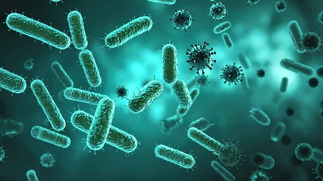 Macro close up shot of bacteria and virus	