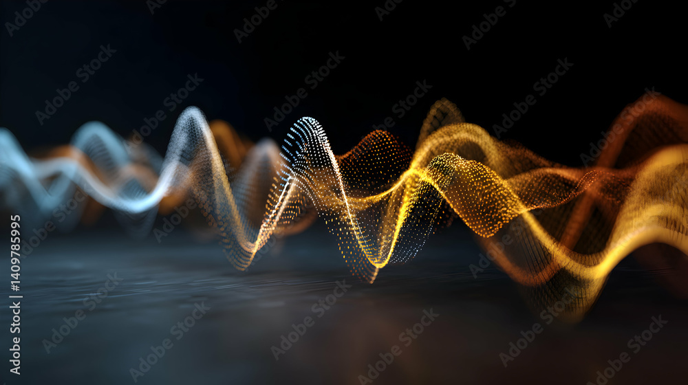 Poster abstract digital waveform visualization with dynamic particle flow and depth