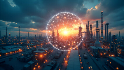 Obraz premium Visualize industrial competitiveness impact with images that highlight cutting edge production facilities innovation hubs and performance metrics driving global industrial leadership in Photo Stock 
