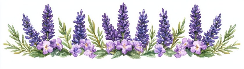 Fototapeta premium Lavender and floral arrangement in watercolor style
