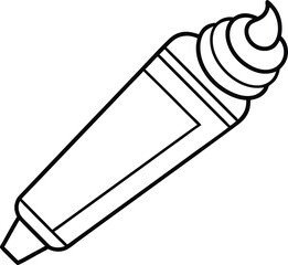 Toothpaste Outline Icon Line Art Drawing Vector | Dental Care, Hygiene & Bathroom Essentials