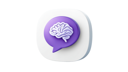 Exploring the Intersection of Wellness and Mental Health Through Engaging Icons Featuring a Purple and White Speech Bubble and Brain Imagery