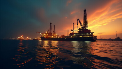 Obraz premium High-Quality Photo Stock: Visualizing Brent Crude Oil Market Dynamics, Extraction Methods, Pricing Benchmarks & Global Trade Influences
