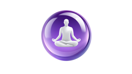 Exploring the Harmony of Wellness: A Purple Egg Encasing the Tranquil Buddha Figure Within for Mental and Physical Health