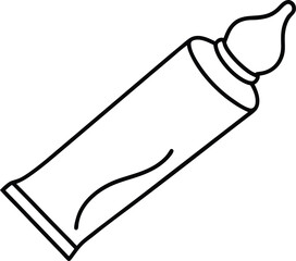 Toothpaste Outline Icon Line Art Drawing Vector | Dental Care, Hygiene & Bathroom Essentials