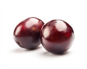 Obraz premium Fresh Ripe Purple Plums Isolated on White Background for Use