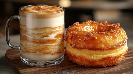 Coffee drink and donut