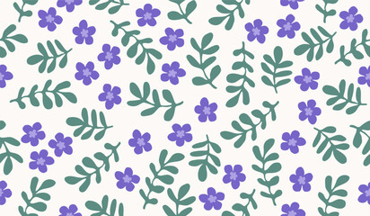 Abstract background with leaves and flowers. Seamless pattern with nature design elements