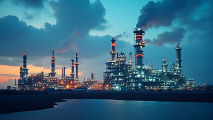 Obraz premium Comprehensive Evaluation of Crude Oil Refining Emissions: Assessing Environmental Impact & Efficiency for Cleaner Production Processes