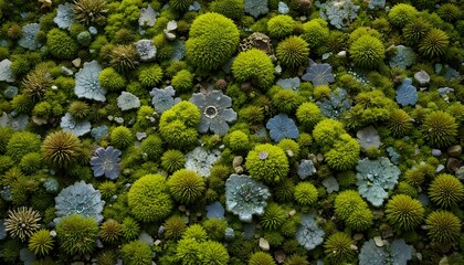 Obraz premium Close-Up of Lush Green Moss and Lichen Texture
