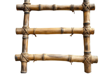 Rustic Bamboo Frame Handcrafted Knots Isolated on Black Background Natural on transparent background
