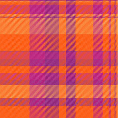 Vibrant plaid pattern in bold orange, pink, and purple hues. Perfect for textile design, fashion, and branding projects.