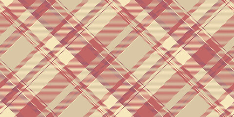 Folk textile check tartan, christmas fabric pattern seamless. Down plaid background texture vector in light and red colors.