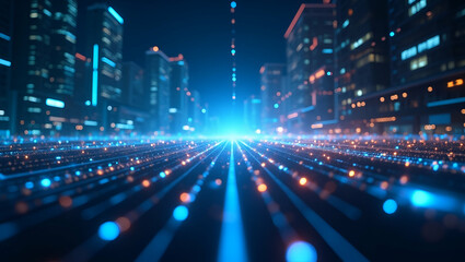 Fototapeta premium Optimized 5G Spectrum Strategy: Efficient Frequency Allocation, Interference Control, and Enhanced Bandwidth Management for Maximum Digital Connectivity in Photo Stock Concept with Left-Side Empty Spa