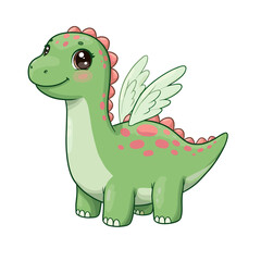 Obraz premium Cute cartoon dinosaur for children's topics, books, and joyful designs