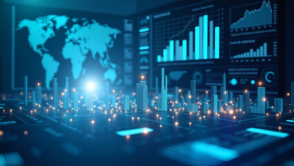 Elegant Workforce Performance Dashboard: Sophisticated Data Integration & Interactive Visual Analytics for Human Capital Management - Photo Stock Concept with Left Space