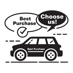 A black and white illustration of a car decoration logo.