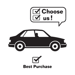 A black and white illustration of a car decoration logo.