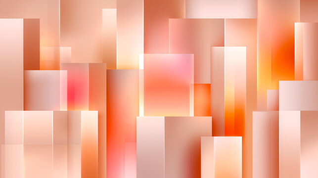 Abstract geometric composition with overlapping rectangles in peach and coral tones