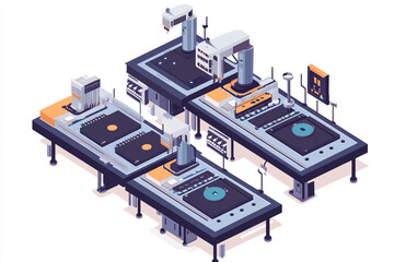 Obraz premium Automated chip manufacturing process robotic arms precision technology futuristic factory