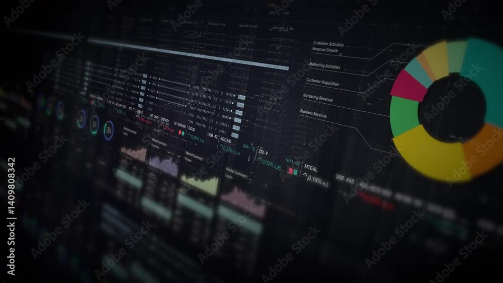 Leinwandbilder dynamic data visuals for business info graphics, animated charts, and data-driven insights for a bus