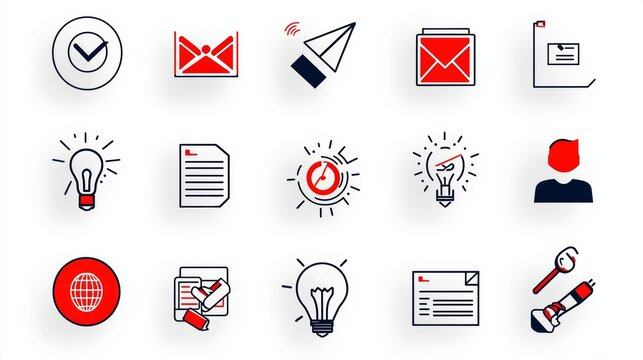 Versatile set of 15 web and mobile friendly outline icons