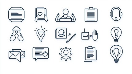 Fototapeta premium Stylized set of outline icons representing user interface elements
