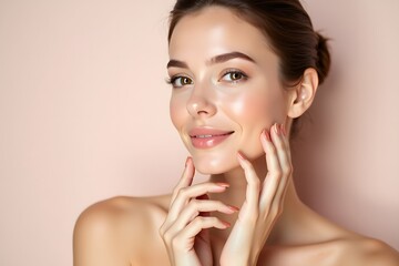 portrait of female model. Concept of facial care, aesthetic medicine and cosmetology.