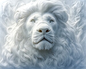 Majestic White Lion Sculpture